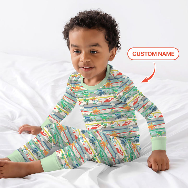 Jurassic Playground Two Piece Long Sleeve Pajama Set