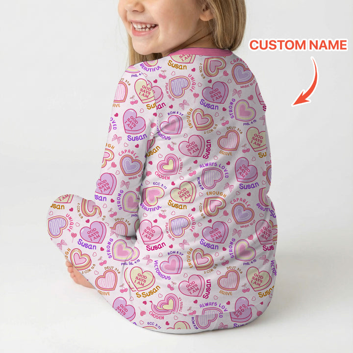 God Says I Am Sweet Heart Matching Mommy & Baby Two Piece Long Sleeve Pajama Set