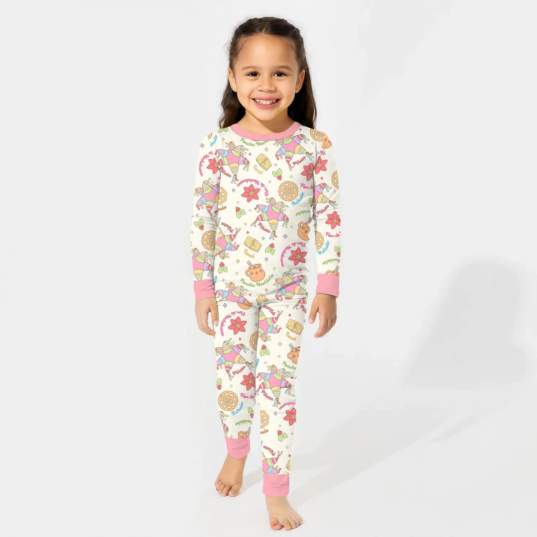 Las Posadas Dream Two Piece Long Sleeve Pajama Set , Las Posadas Dream Two Piece Long Sleeve Pajama Set - 12-18M / Red