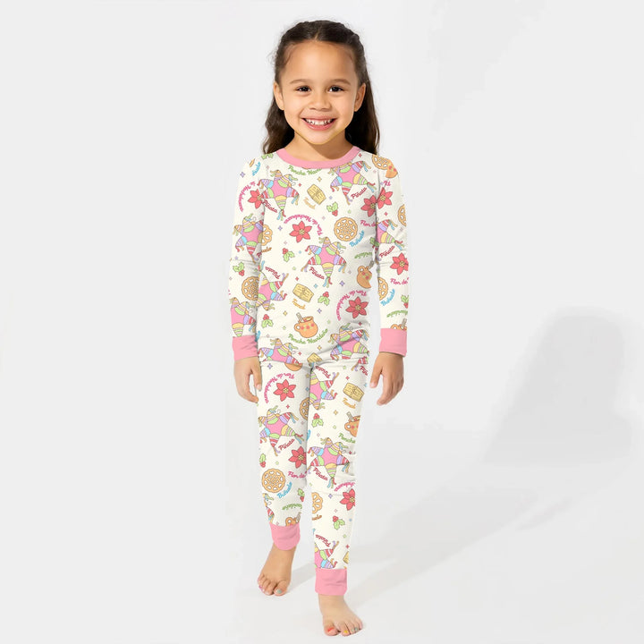 Las Posadas Dream Two Piece Long Sleeve Pajama Set , Las Posadas Dream Two Piece Long Sleeve Pajama Set - 12-18M / Red
