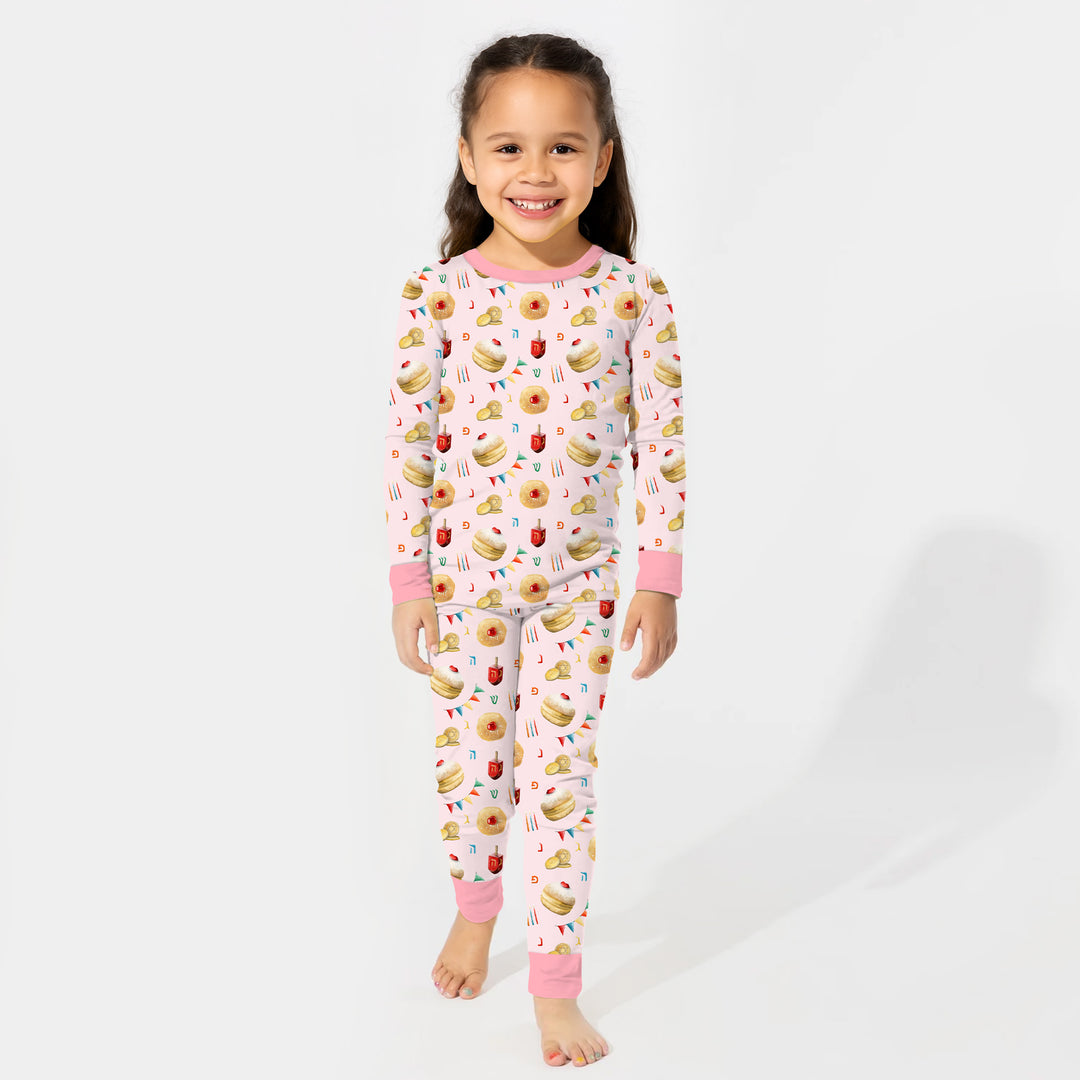Hanukkah Donuts Two Piece Long Sleeve Pajama Set , Hanukkah Donuts Two Piece Long Sleeve Pajama Set - 12-18M / Blue