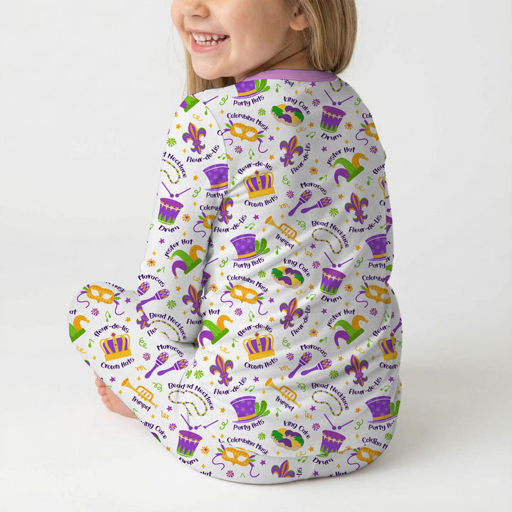 Mardi Gras Family Matching Two Piece Long Sleeve Pajama Set
