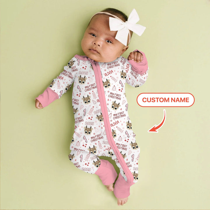 Custom Name Cute Reindeer My First Christmas Convertible Zippy