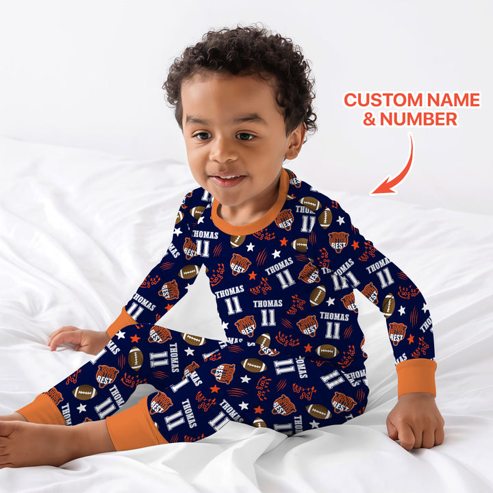 Custom Name Football Good Better Best Two Piece Long Sleeve Pajama Set