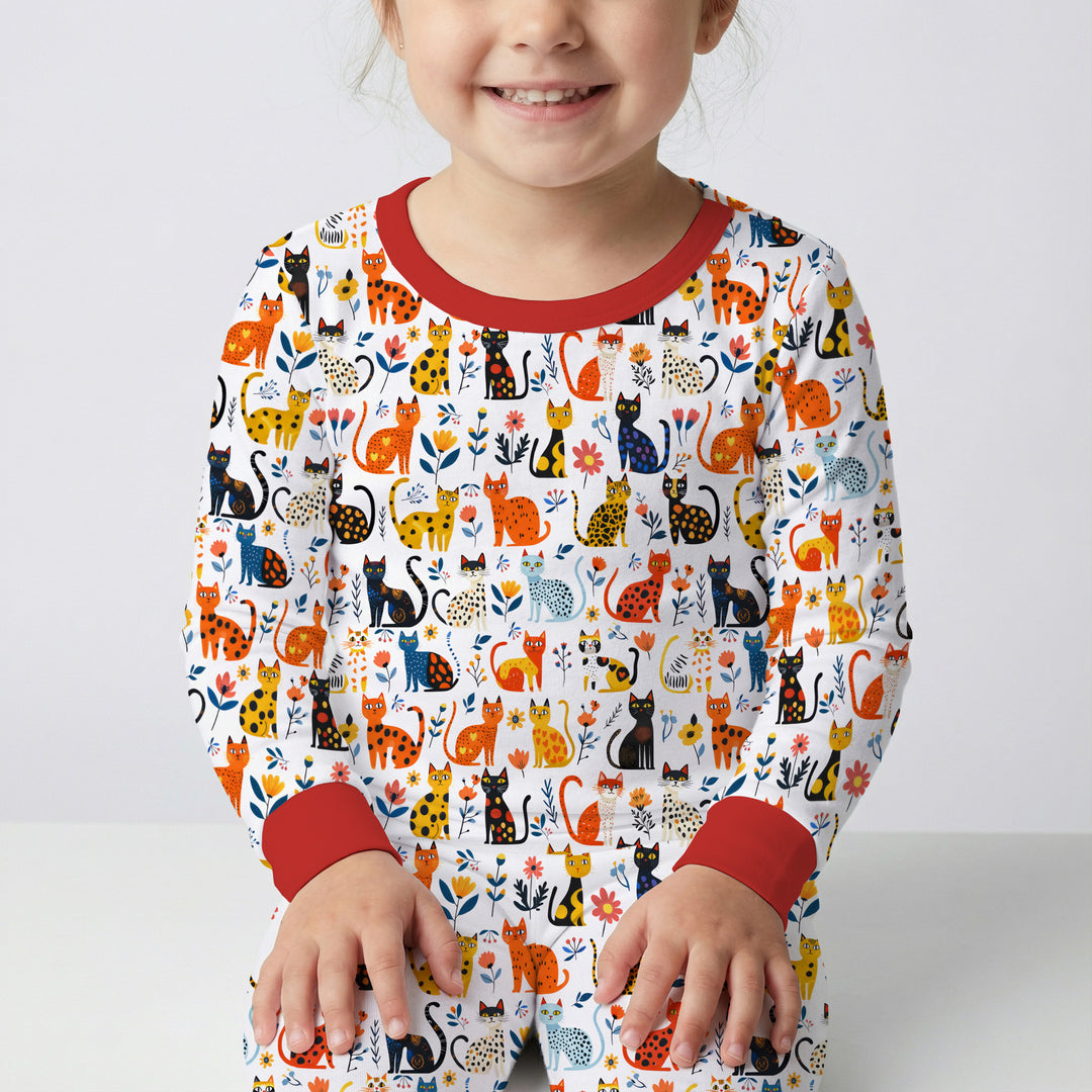 Whimsy Woodland Cats Two Piece Long Sleeve Pajama Set