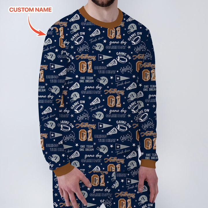 Custom Name Football Game Day Men's Pajama Set