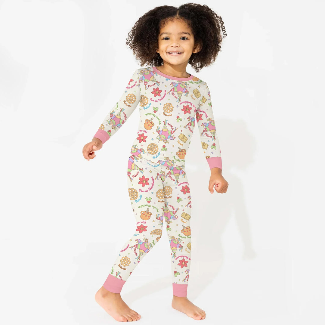 Las Posadas Dream Two Piece Long Sleeve Pajama Set , Las Posadas Dream Two Piece Long Sleeve Pajama Set - 12-18M / Red