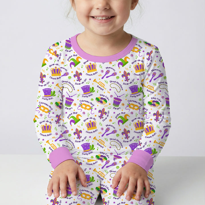 Mardi Gras Family Matching Two Piece Long Sleeve Pajama Set