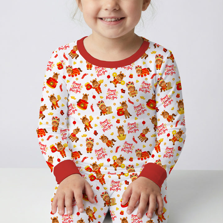 Year of the Horse Two Piece Long Sleeve Pajama Set