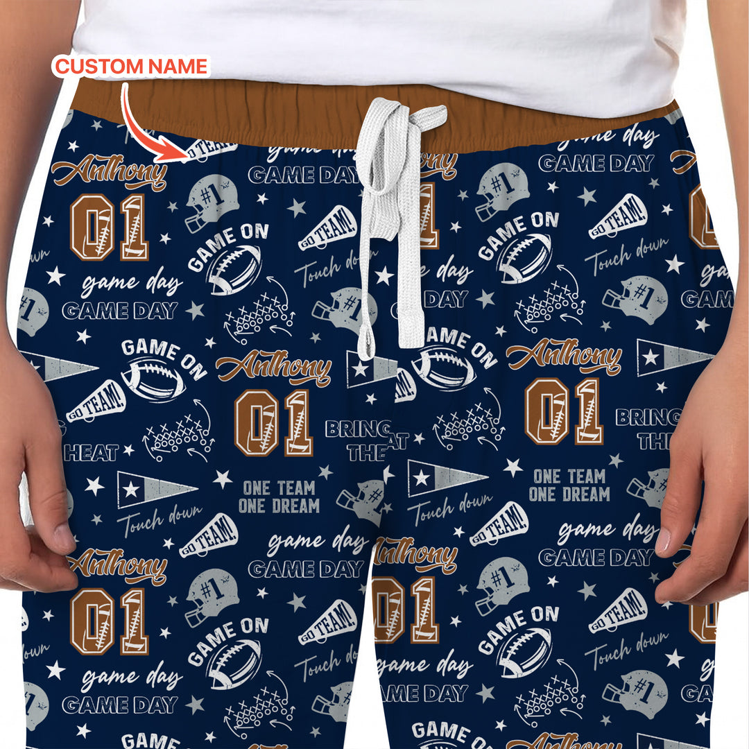 Custom Name Football Game Day Men's Pajama Set