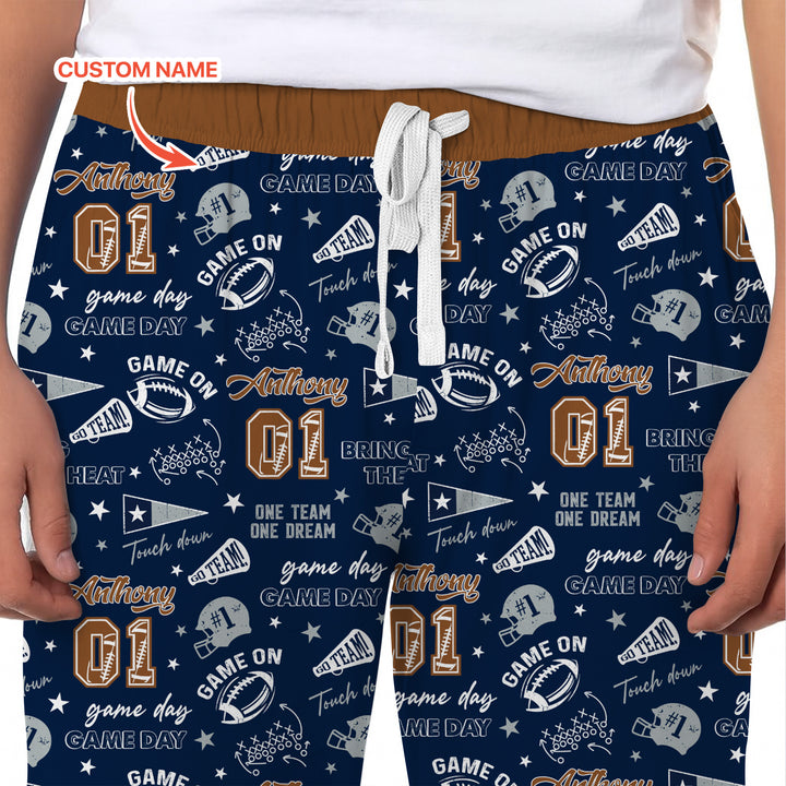 Custom Name Football Game Day Men's Pajama Set