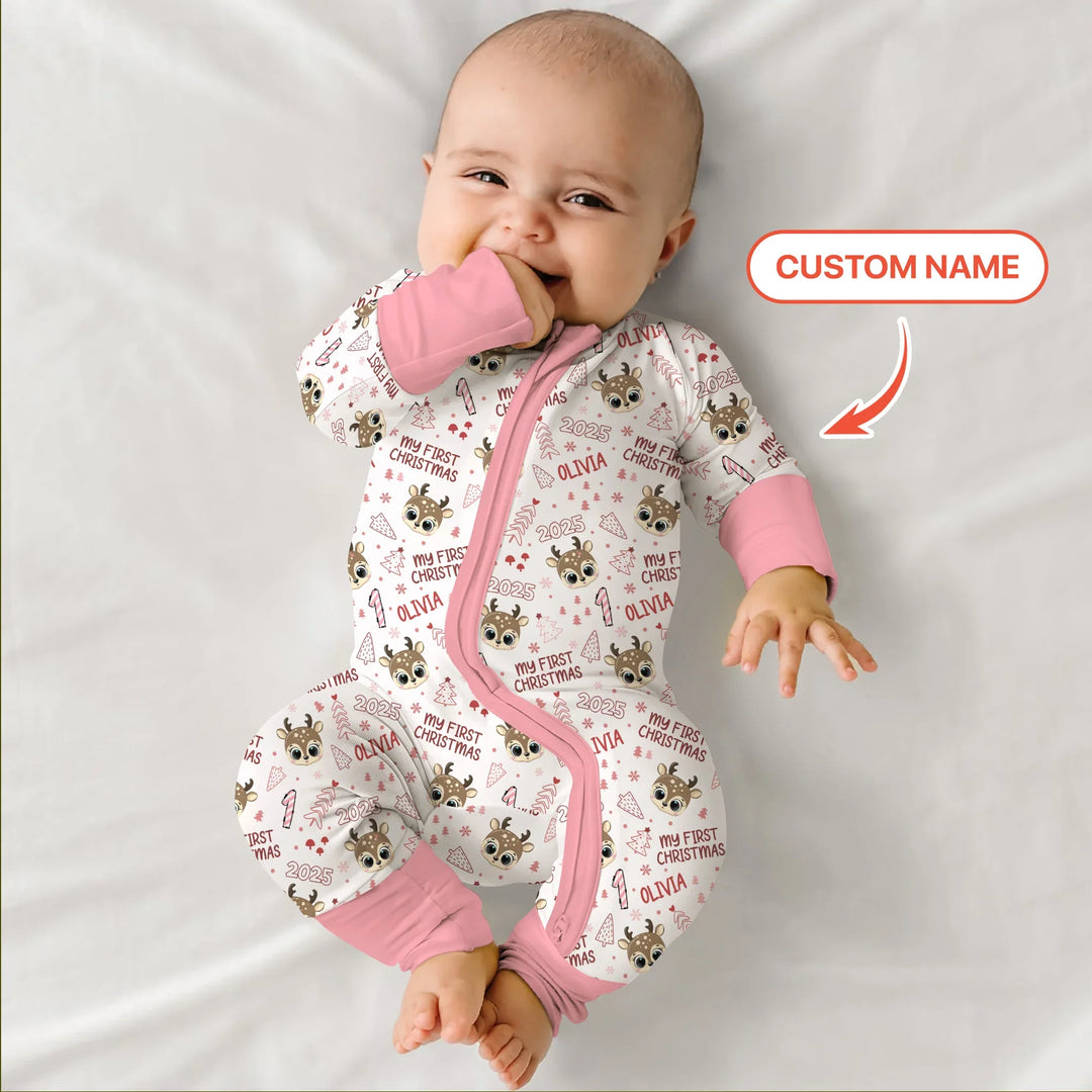 Custom Name Cute Reindeer My First Christmas Convertible Zippy