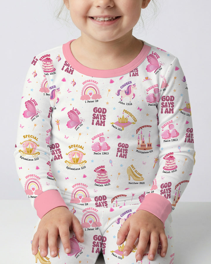 God Says I Am Girl Two Piece Long Sleeve Pajama Set