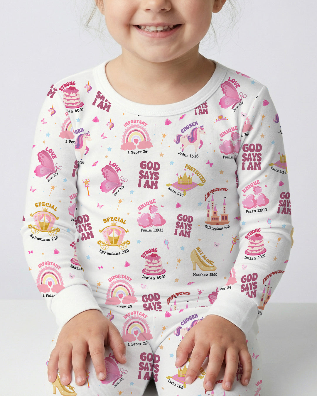 God Says I Am Girl Two Piece Long Sleeve Pajama Set