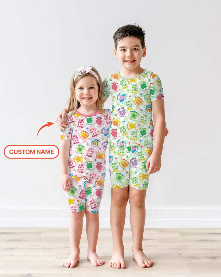 Zweiteiliges Pyjama-Set mit kurzen Ärmeln und Shorts im Sommer-Design
