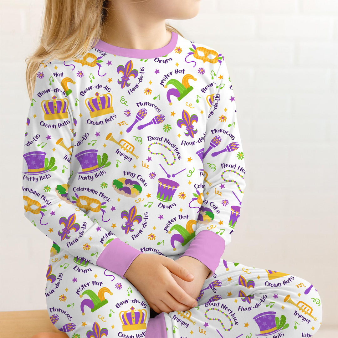 Mardi Gras Family Matching Two Piece Long Sleeve Pajama Set