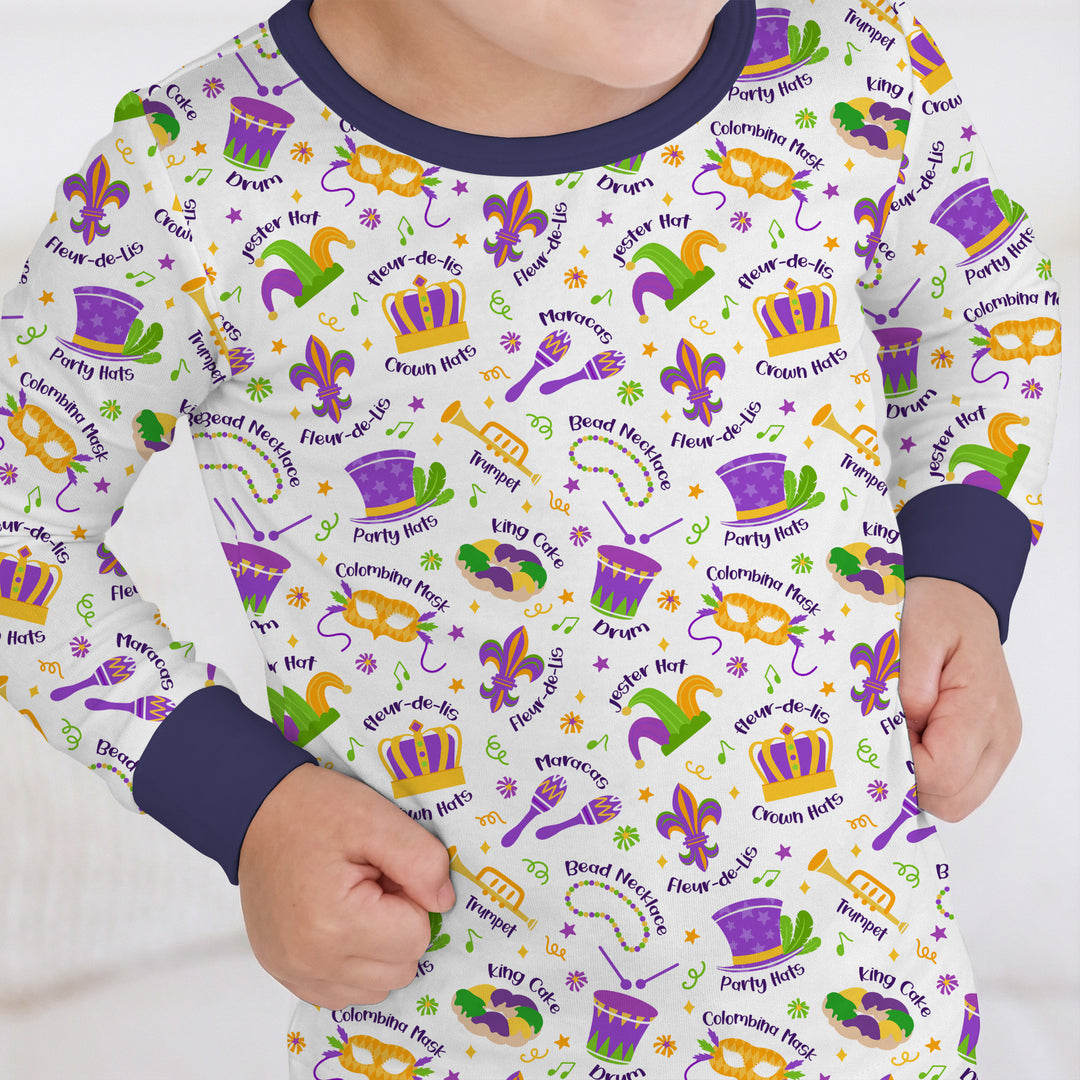 Mardi Gras Family Matching Two Piece Long Sleeve Pajama Set