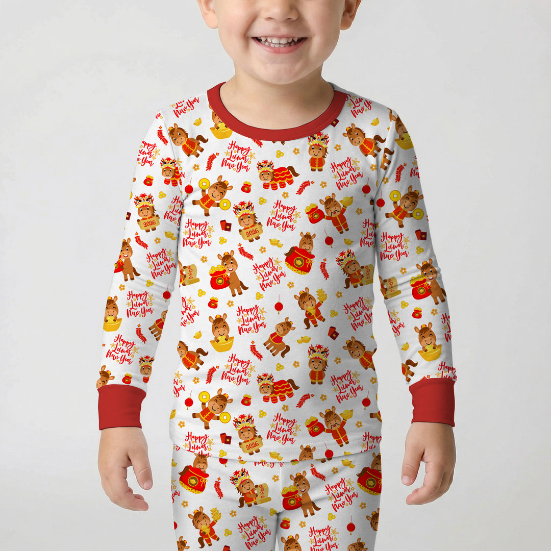 Year of the Horse Two Piece Long Sleeve Pajama Set