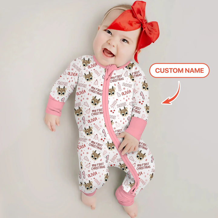 Custom Name Cute Reindeer My First Christmas Convertible Zippy