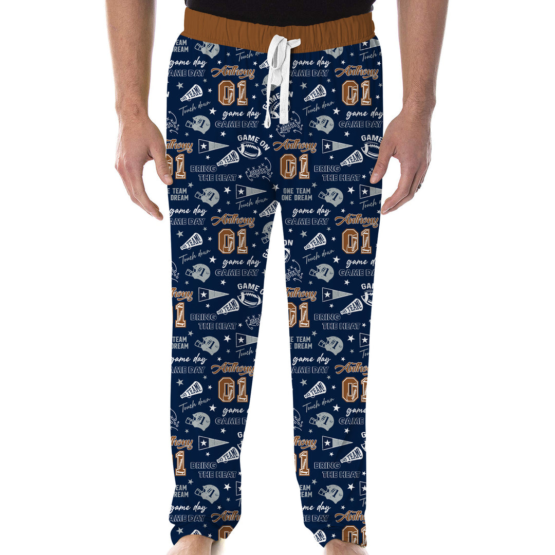 Custom Name Football Game Day Men's Pajama Set