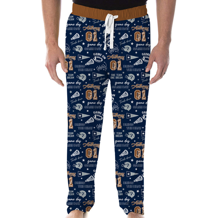 Custom Name Football Game Day Men's Pajama Set