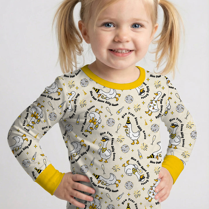 New Year Silly Goose Two Piece Long Sleeve Pajama Set
