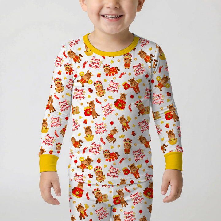 Year of the Horse Two Piece Long Sleeve Pajama Set