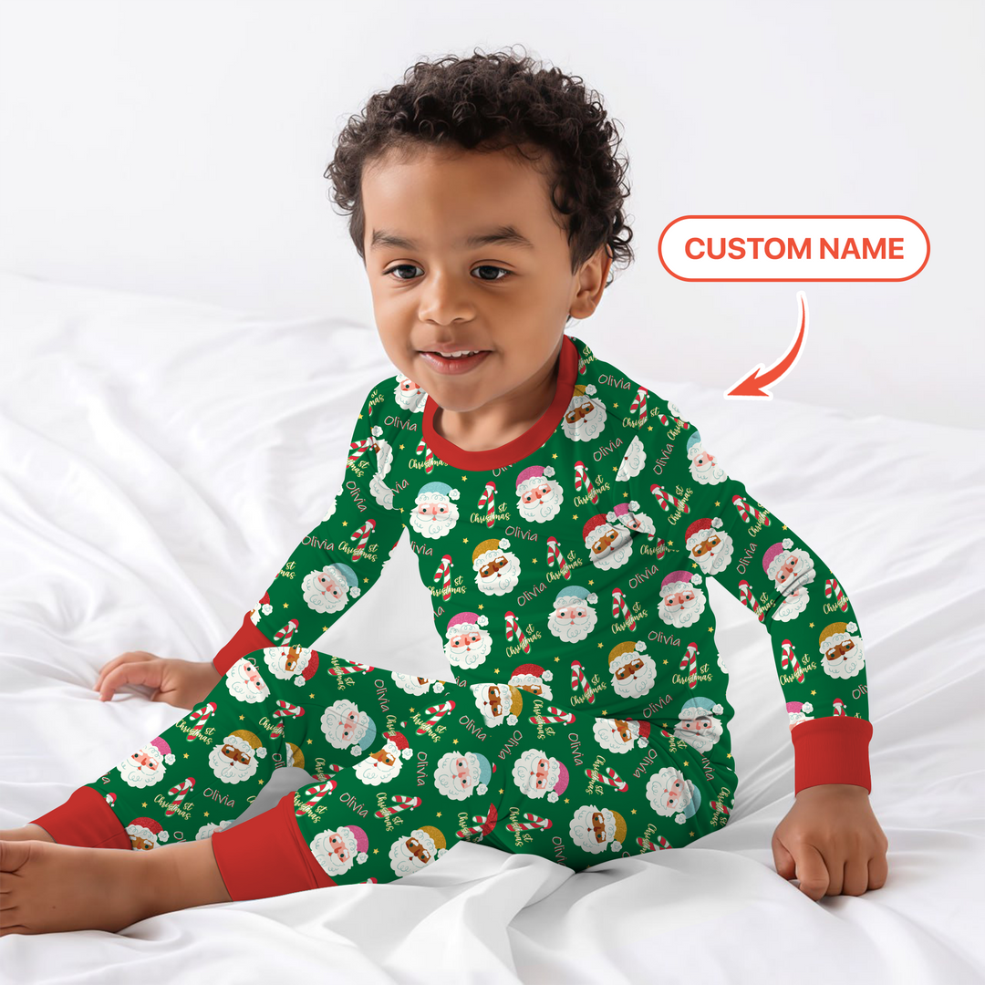 Personalized 1st Christmas Two Piece Long Sleeve Pajama Set