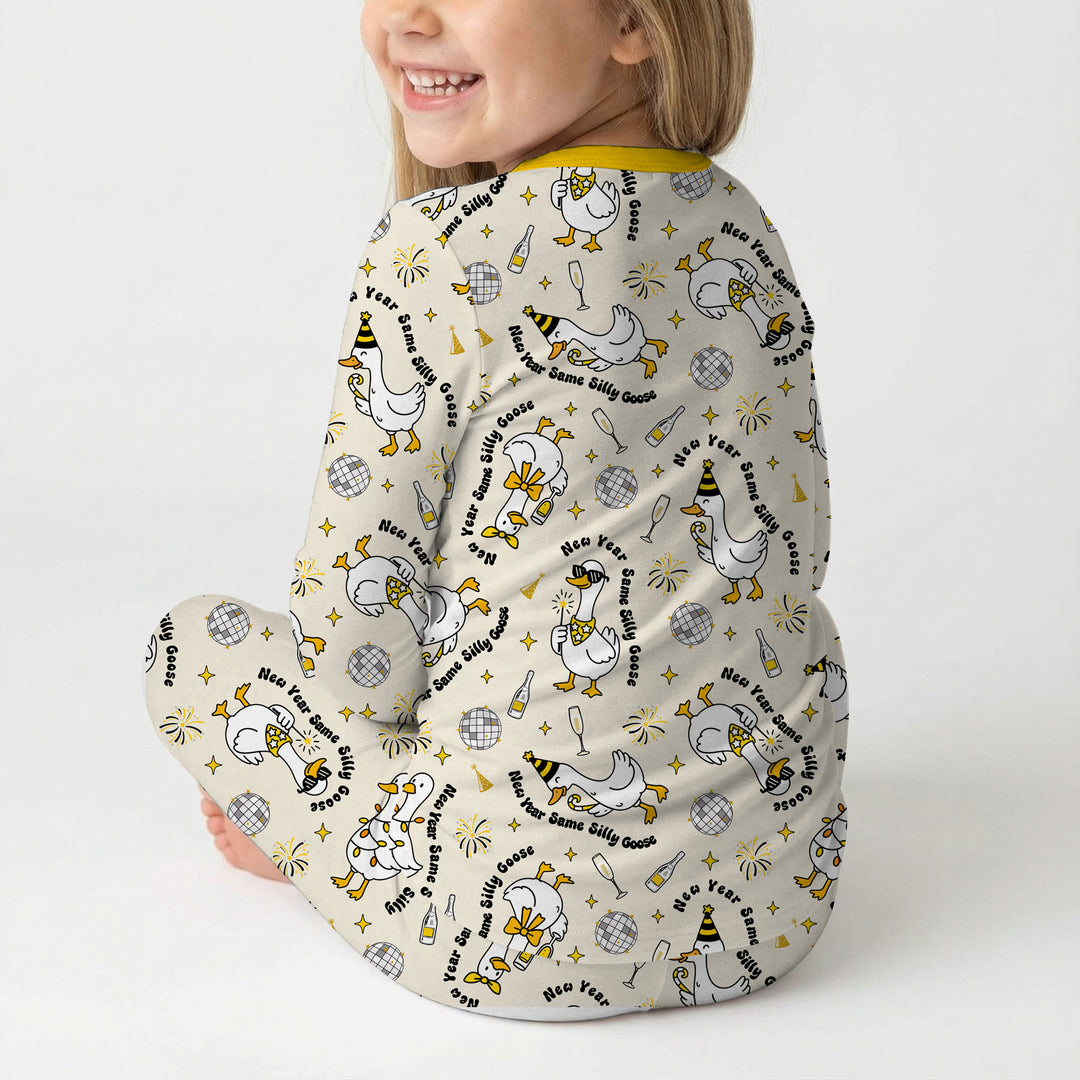 New Year Silly Goose Two Piece Long Sleeve Pajama Set