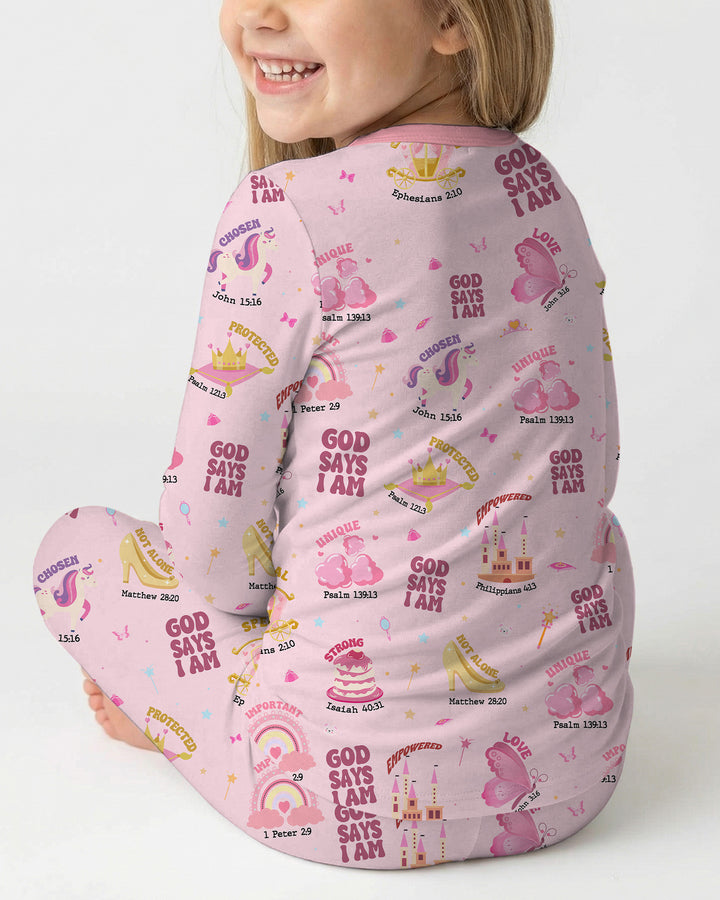 God Says I Am Girl Two Piece Long Sleeve Pajama Set