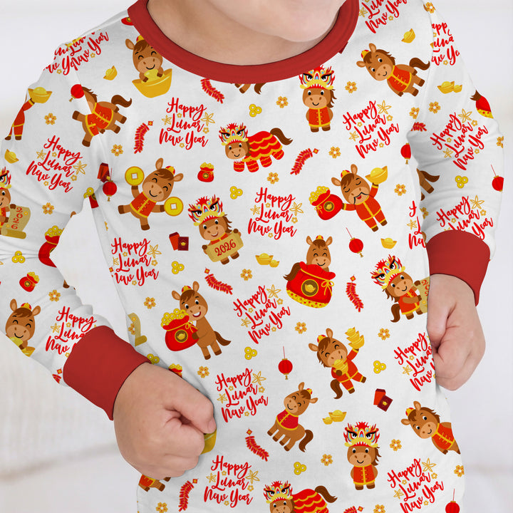 Year of the Horse Two Piece Long Sleeve Pajama Set
