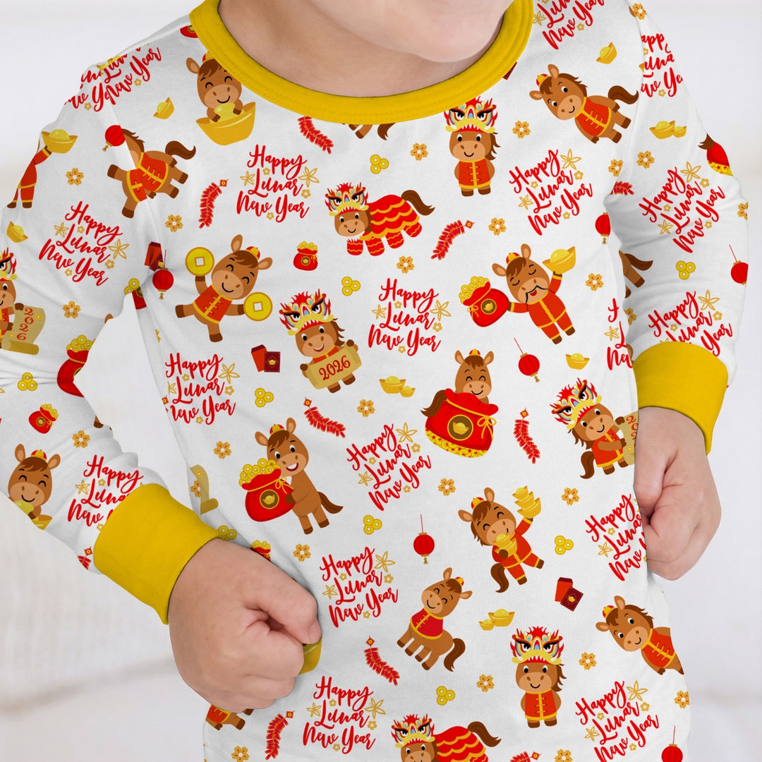 Year of the Horse Two Piece Long Sleeve Pajama Set