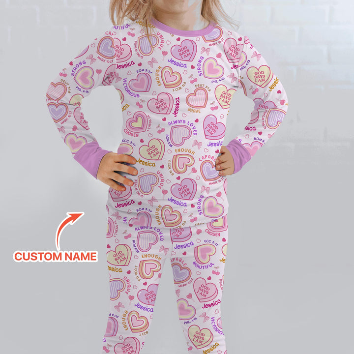 God Says I Am Sweet Heart Matching Mommy & Baby Two Piece Long Sleeve Pajama Set