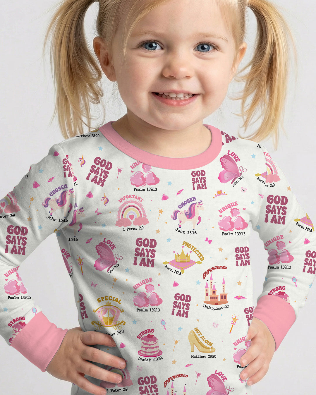 God Says I Am Girl Two Piece Long Sleeve Pajama Set