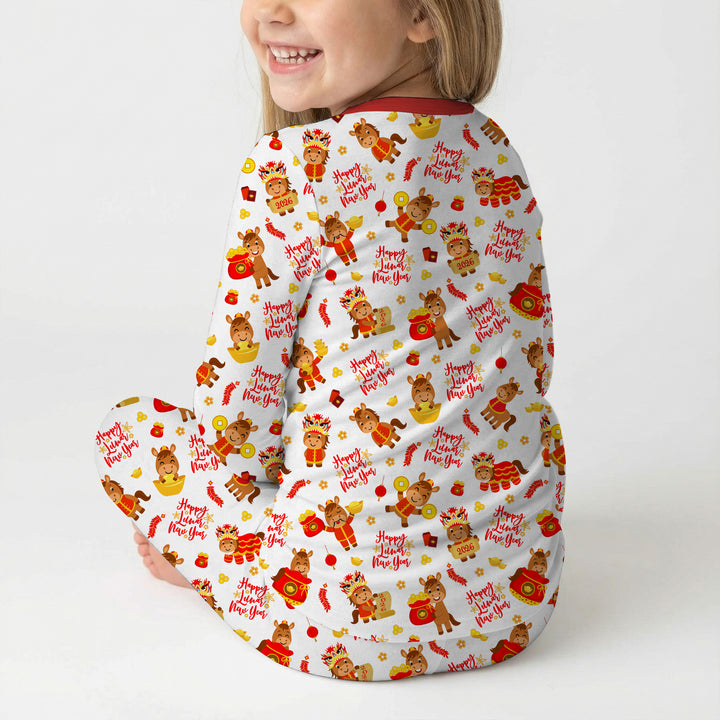Year of the Horse Two Piece Long Sleeve Pajama Set