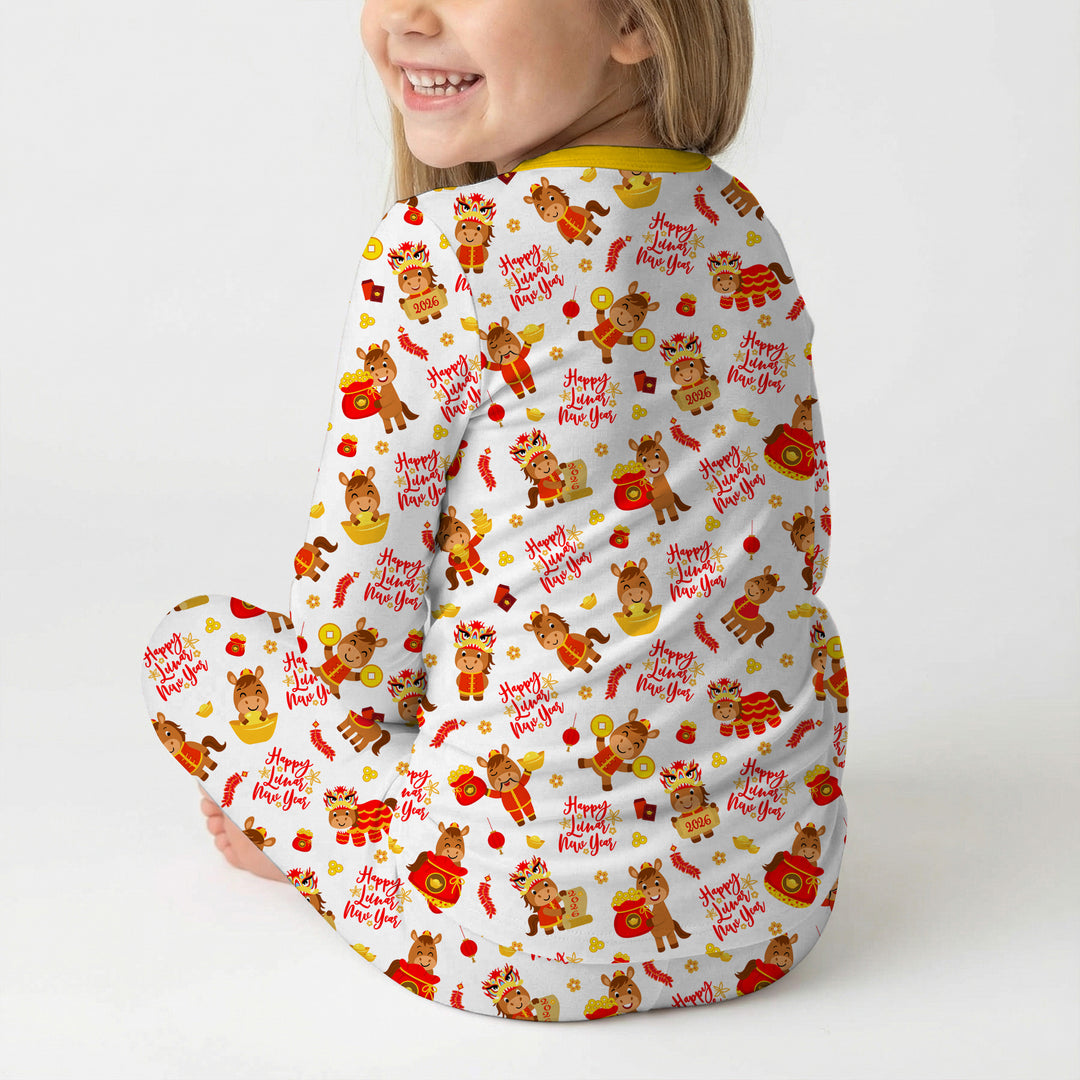 Year of the Horse Two Piece Long Sleeve Pajama Set
