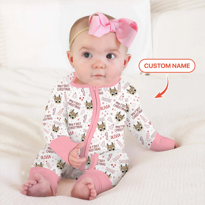 Custom Name Cute Reindeer My First Christmas Convertible Zippy