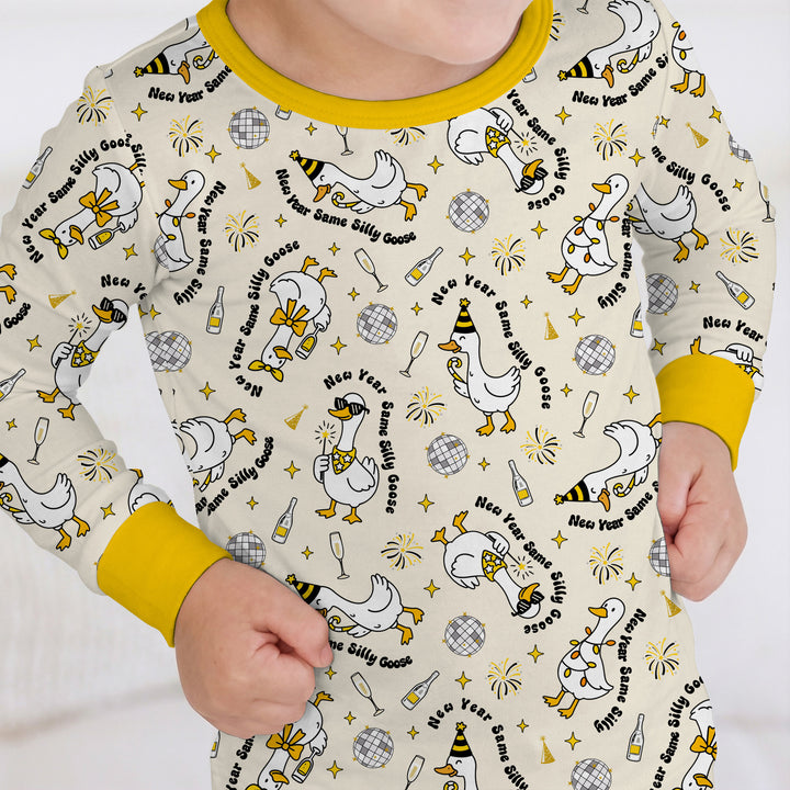 New Year Silly Goose Two Piece Long Sleeve Pajama Set