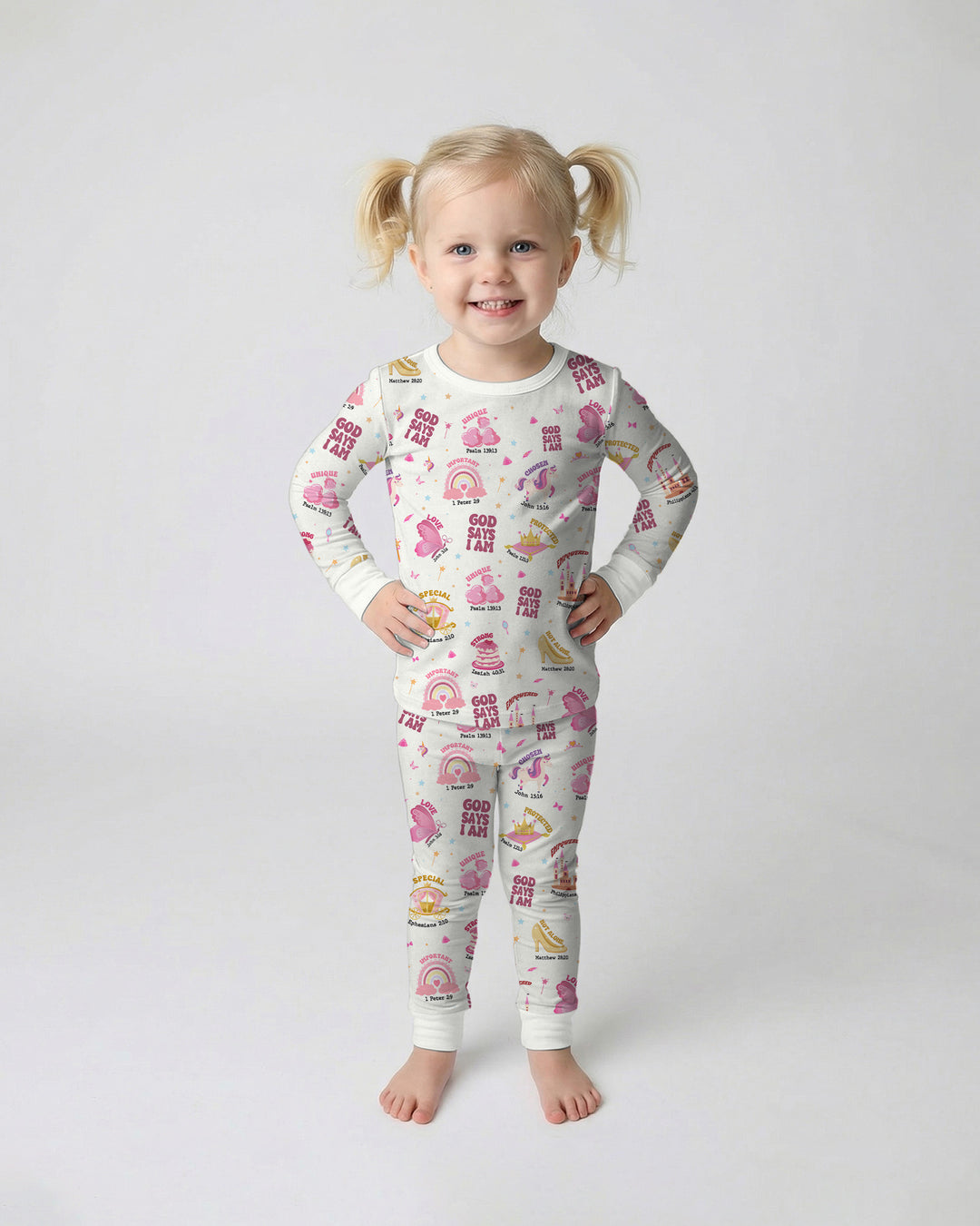God Says I Am Girl Two Piece Long Sleeve Pajama Set