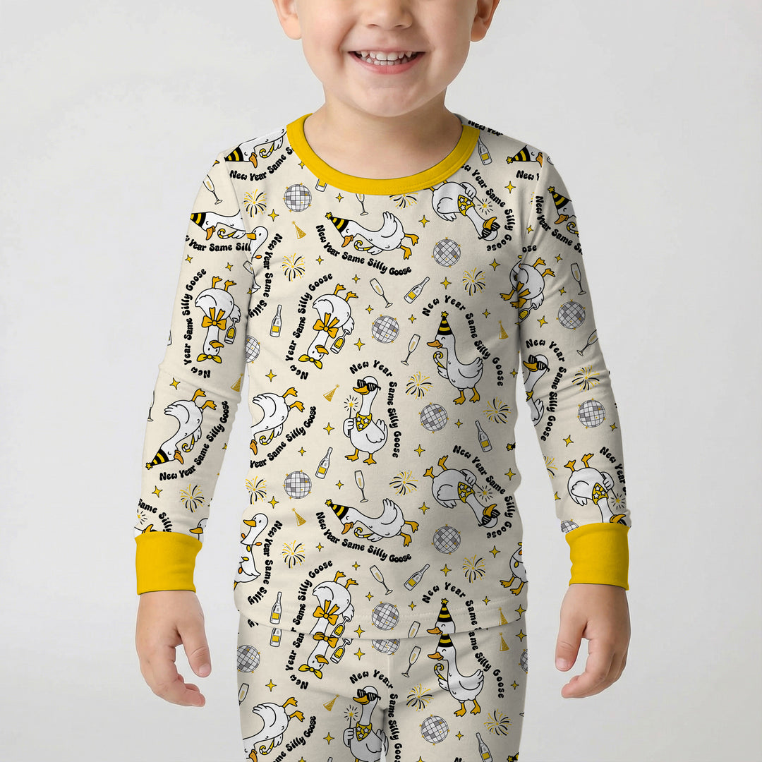 New Year Silly Goose Two Piece Long Sleeve Pajama Set
