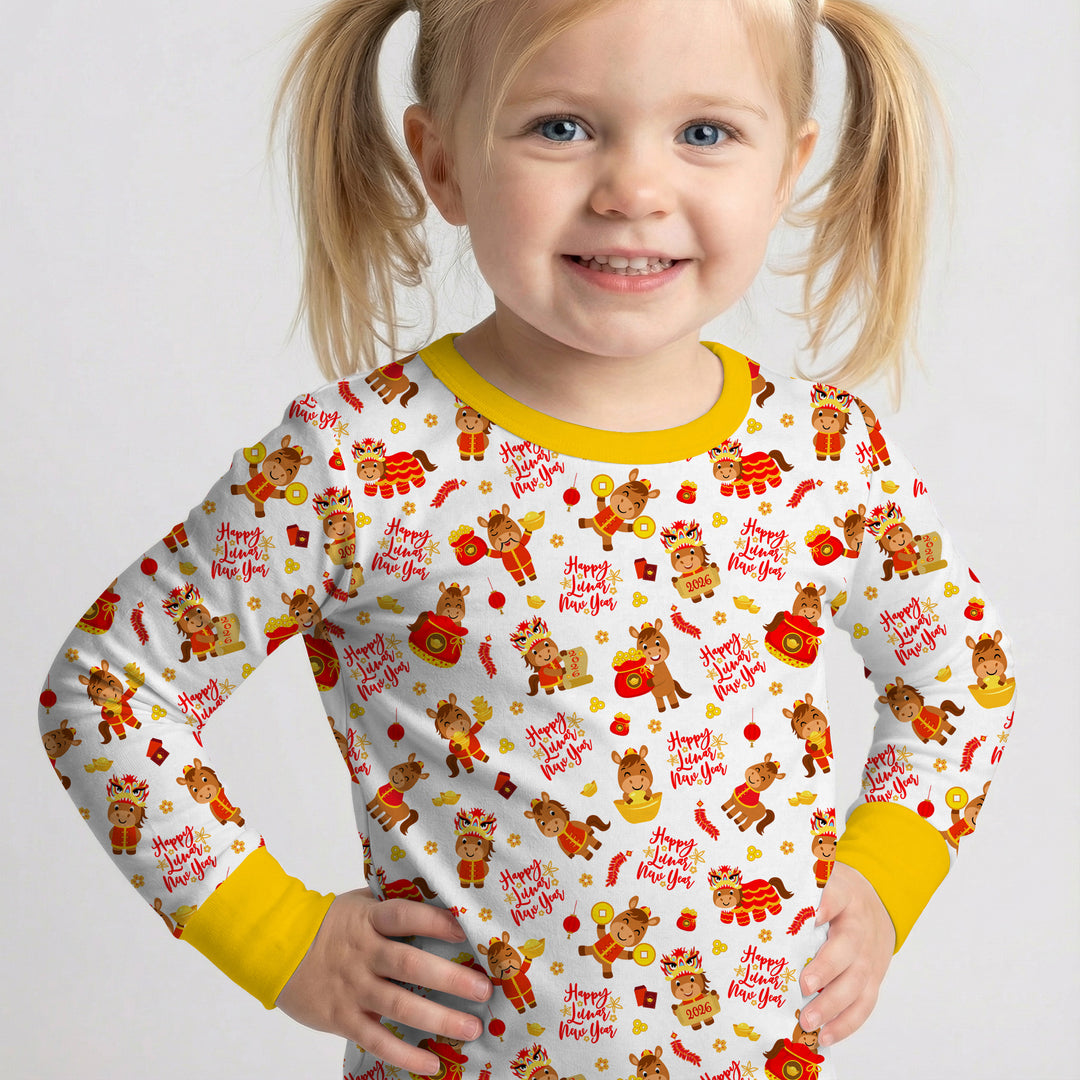 Year of the Horse Two Piece Long Sleeve Pajama Set