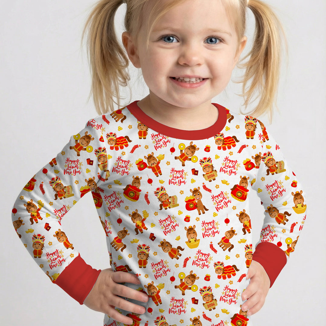 Year of the Horse Two Piece Long Sleeve Pajama Set