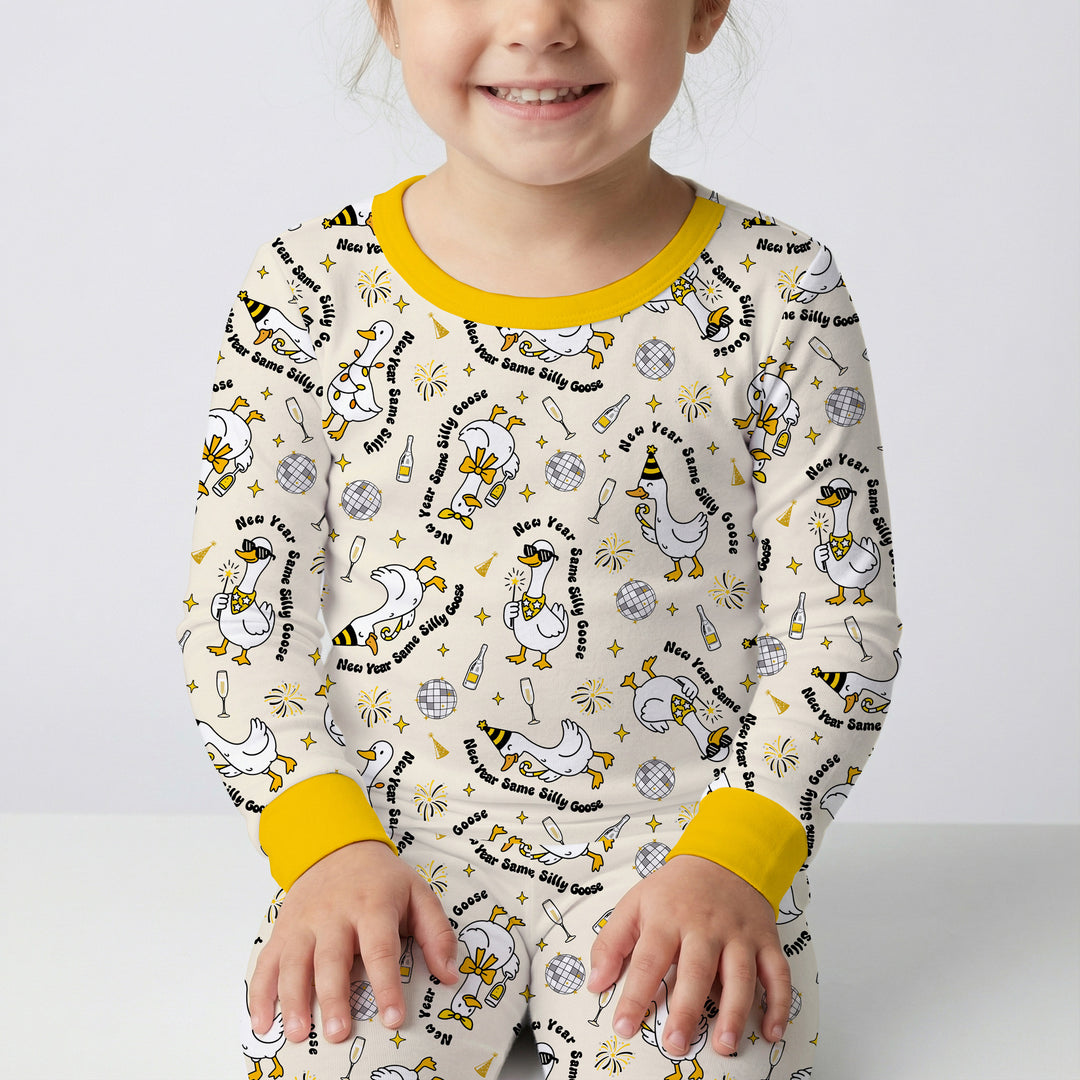 New Year Silly Goose Two Piece Long Sleeve Pajama Set