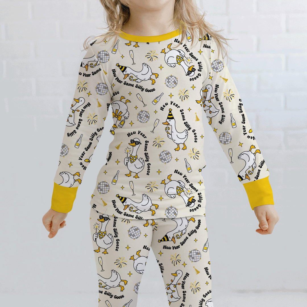 New Year Silly Goose Two Piece Long Sleeve Pajama Set