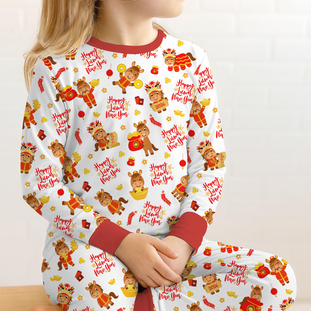 Year of the Horse Two Piece Long Sleeve Pajama Set