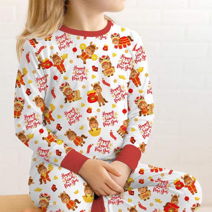 Year of the Horse Two Piece Long Sleeve Pajama Set