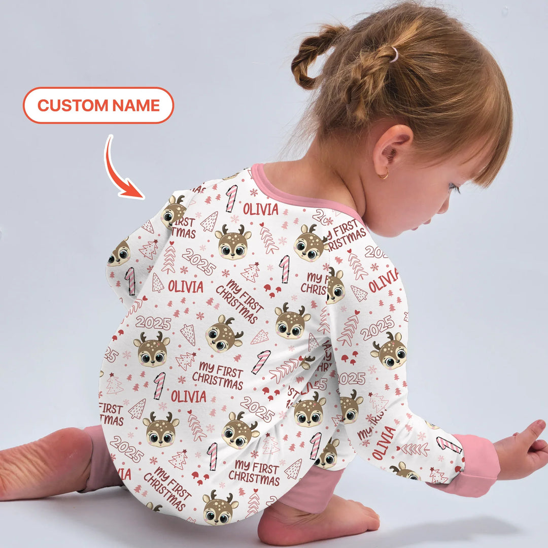 Custom Name Cute Reindeer My First Christmas Convertible Zippy