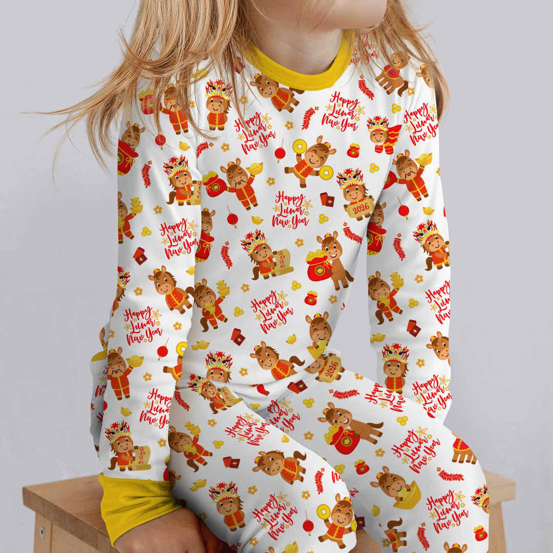 Year of the Horse Two Piece Long Sleeve Pajama Set
