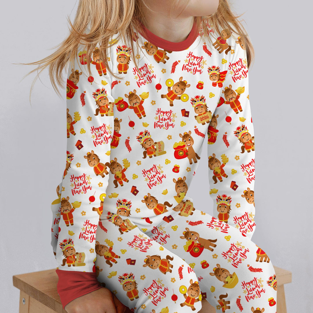 Year of the Horse Two Piece Long Sleeve Pajama Set