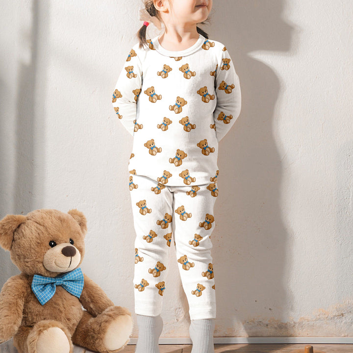 Blue Bow Teddy Bear Bamboo Pajama for Baby